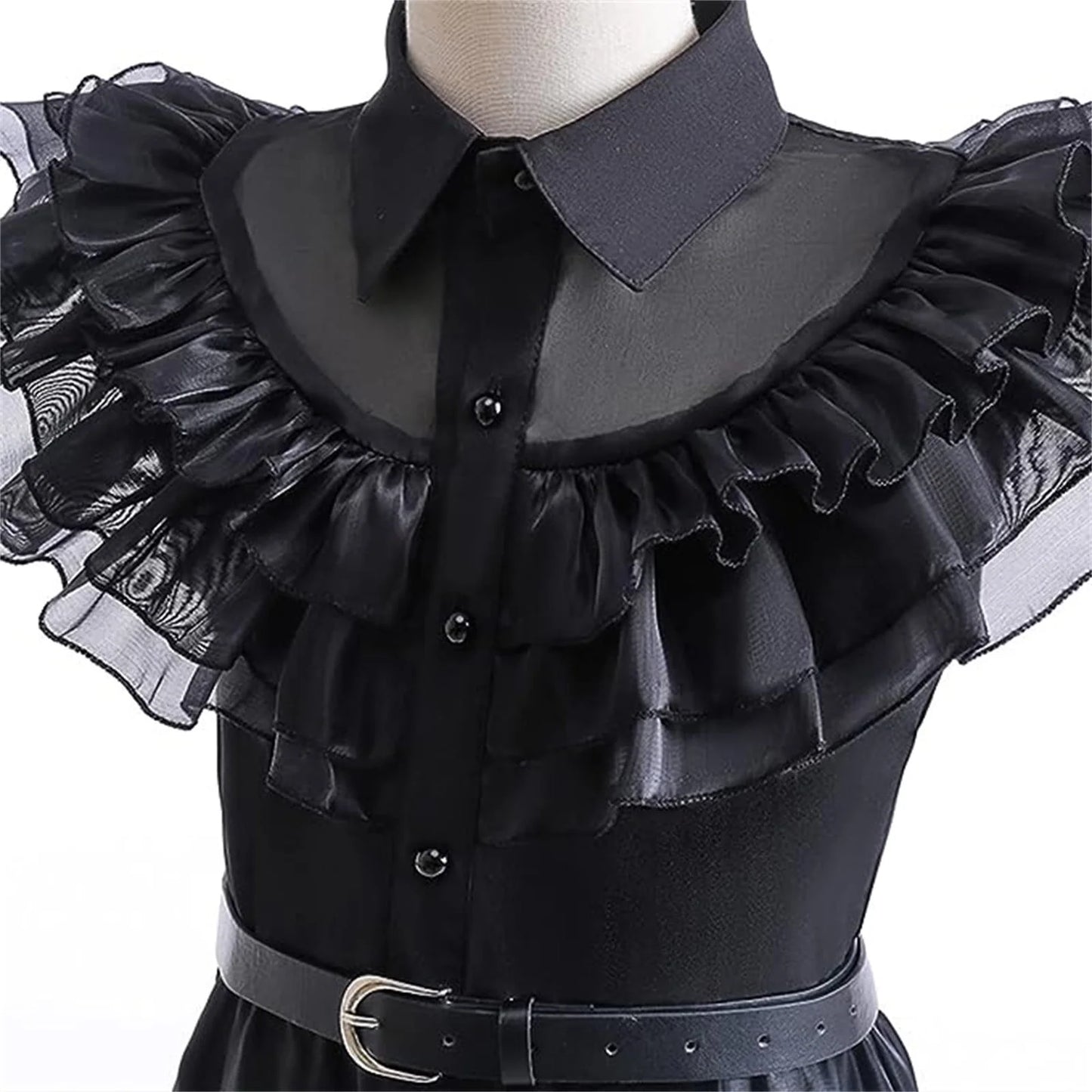 Wednesday Addams Costume Dress, 4-13 Years Outfits with Accessories Dress up Set, Family Gothic Halloween Cosplay Party 140
