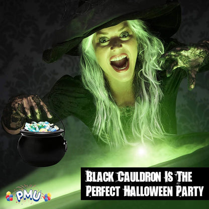 Halloween Cauldron - 6 Inch Black Plastic Candy Holder for Kids - Halloween Party Favors & Supplies (12/Pkg) Pkg/1