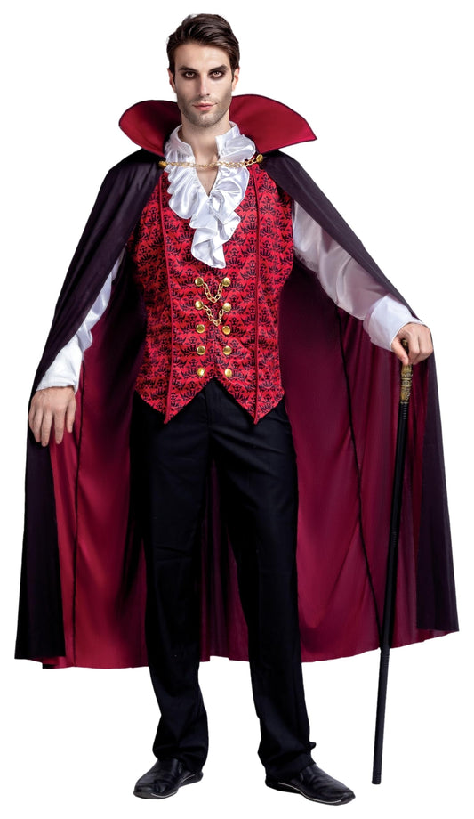 Halloween Vampire Costume Set for Adult Halloween Men'S Vampire Cape, Medieval Costume Party Fancy Dress-Up
